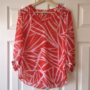 Sheer pink and white Banana Republic blouse